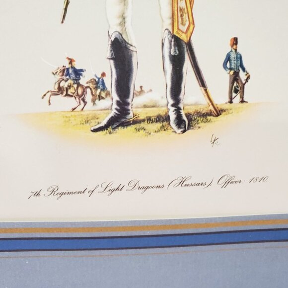 Old Authentic Military Print Regiment of Light Dragoons HUSSARS Officer - Picture 3 of 4